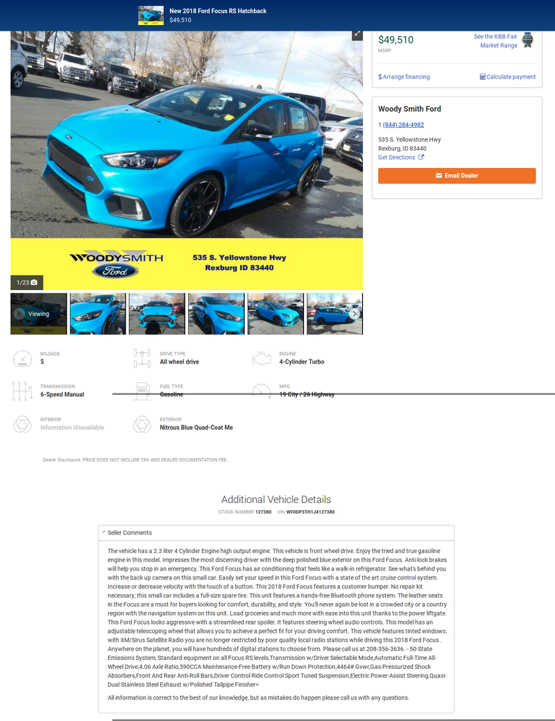 Illustration for article titled Autotrader Bot Writes a Kind of Poetic Ford Focus RS Ad